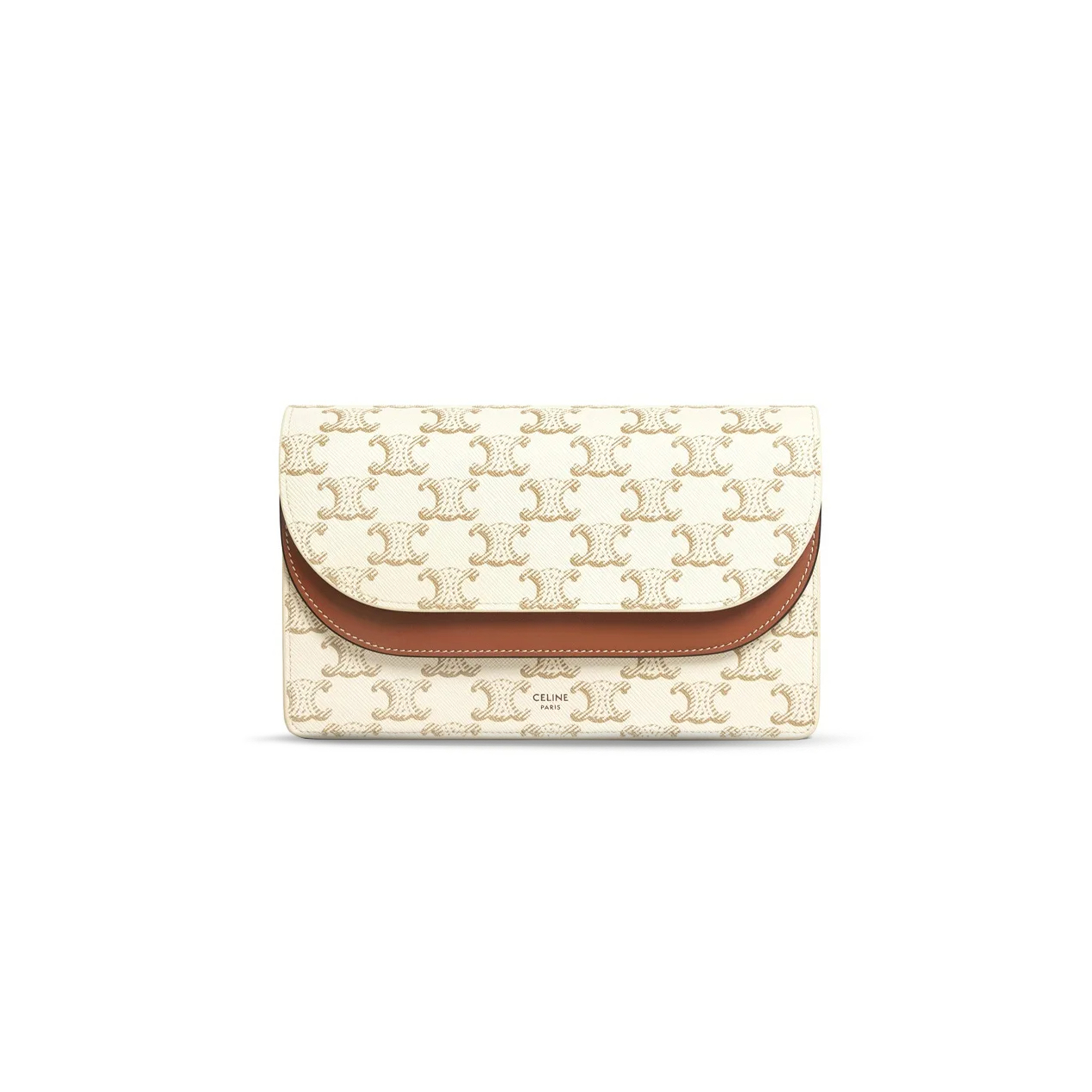 CELINE CROSSBODY BAG IN TRIOMPHE CANVAS AND SMOOTH LAMBSKIN 10D852CG9.01TA (20*11.5cm)